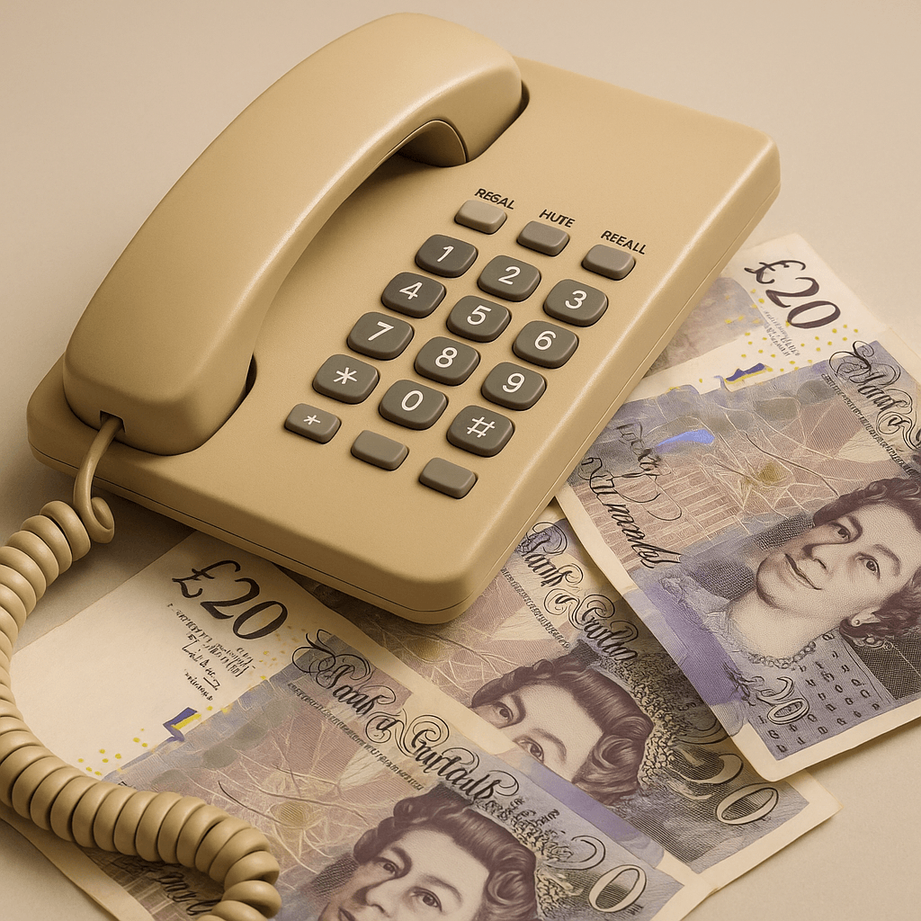 Landline With British Pound Notes