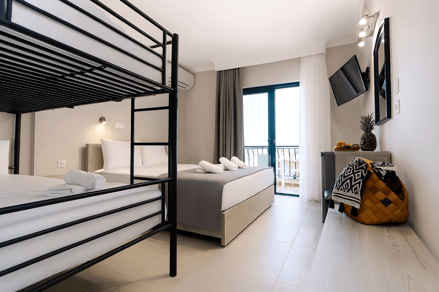 Renovated room at Samel Hotel in Siviri