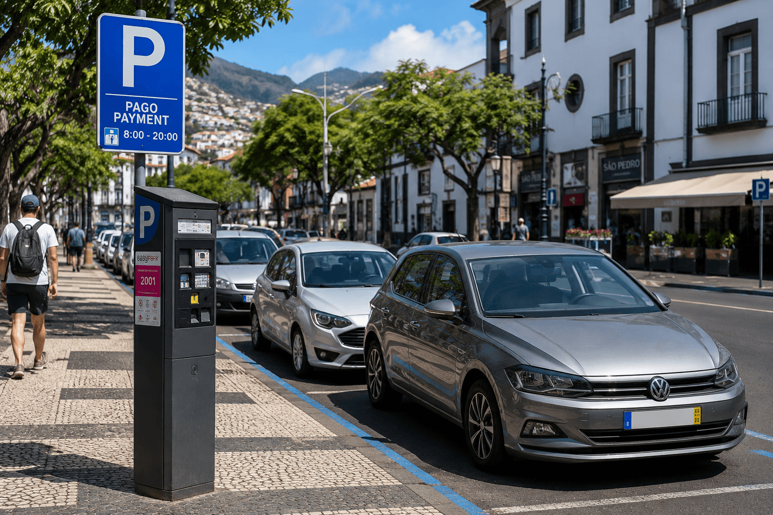 Paid parking area in Funchal city centre, Madeira. Paid parking area in Funchal city centre, Madeira.