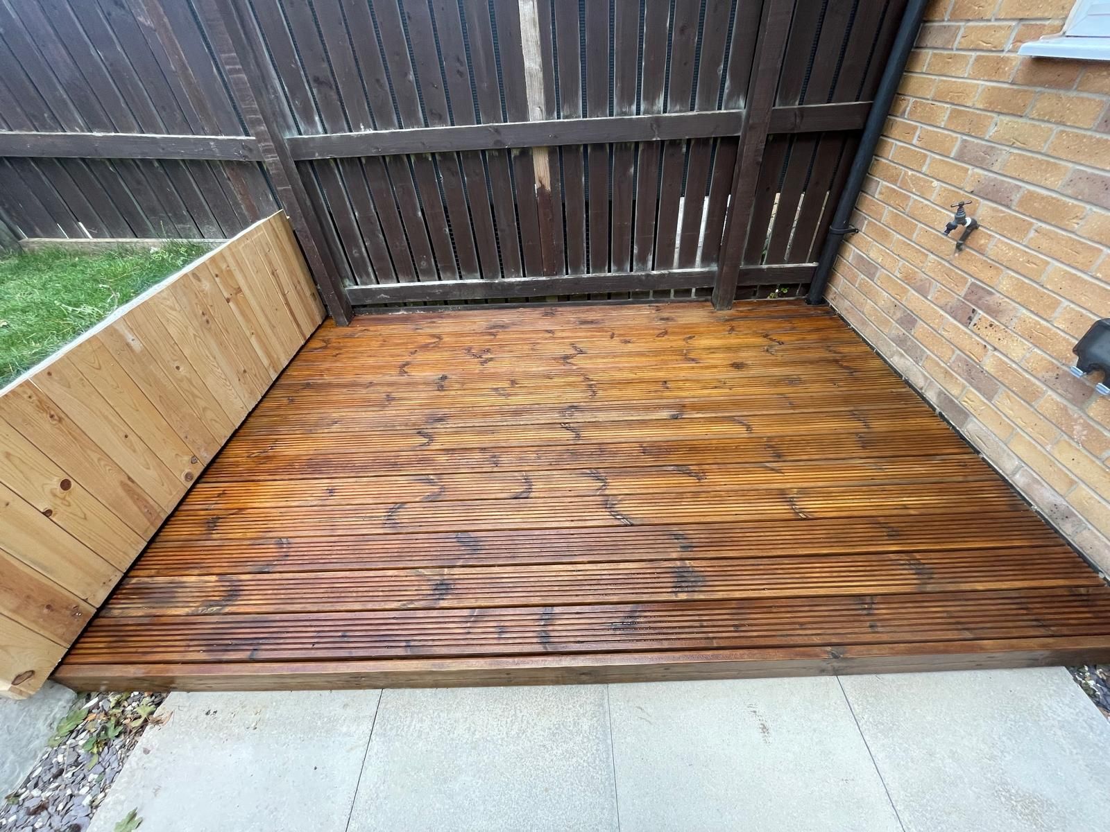 Softwood decking sealed with Pecan Stain and Seal