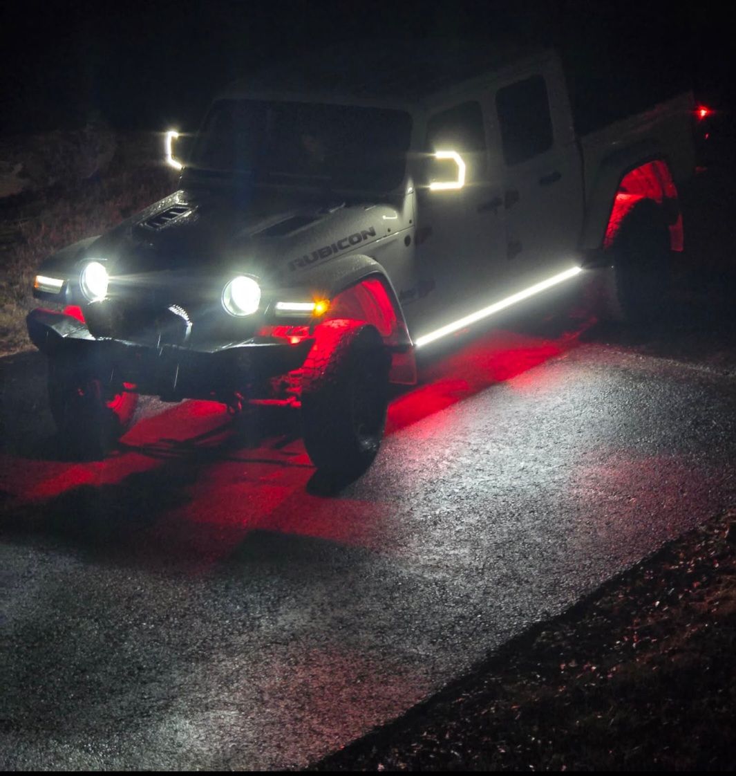 Rock light and underglow setup showing bright coverage and clean install