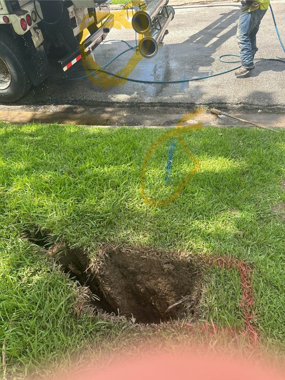 Underground utility locating on a construction site in Texas