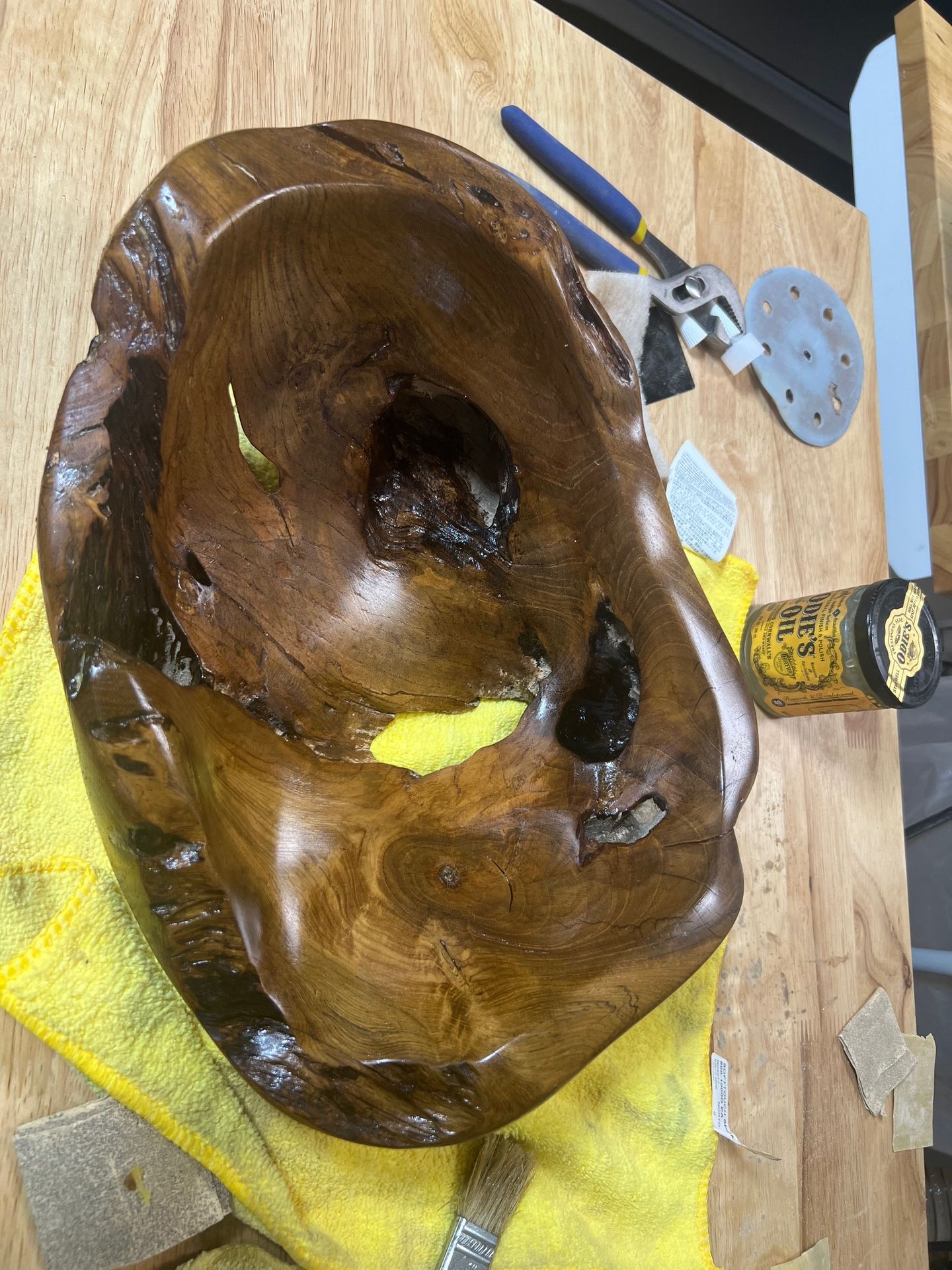 polish teak fruit bowl