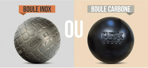 2 boules de pétanque l'une en inox et l'autre en carbone. 2 boules de pétanque l'une en inox et l'autre en carbone.