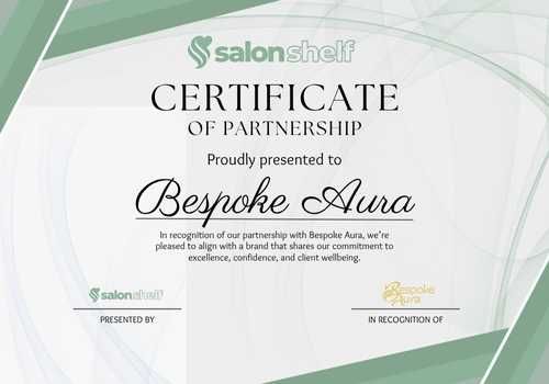 certificate of Bespoke Aura Hair Restoration Clinic partnering with Hair Closures UK