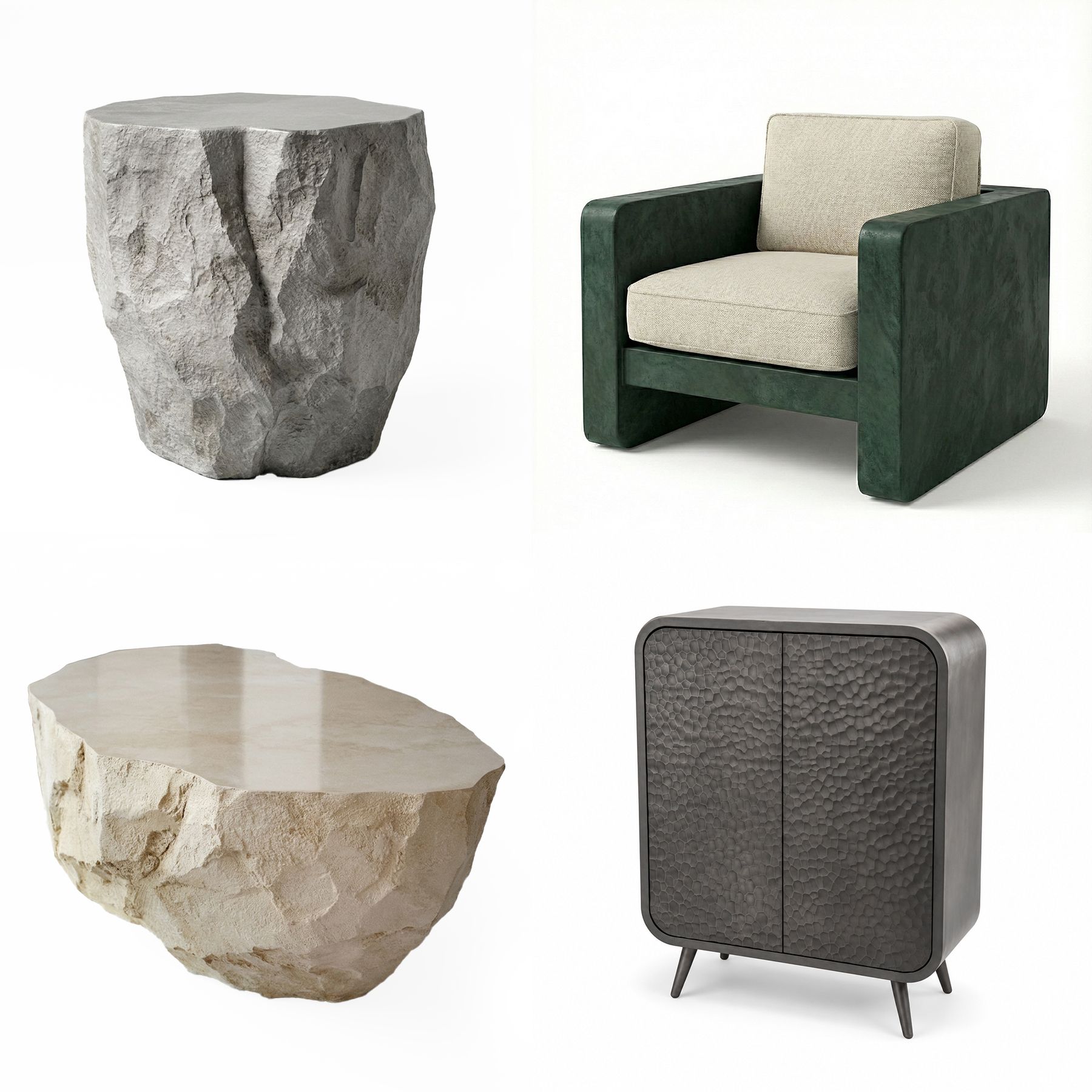 DUREE Rock Series Sabi Lounge Sofa Kura Cabinetの異なる素材表現 DUREE Rock Series Sabi Lounge Sofa Kura Cabinetの異なる素材表現