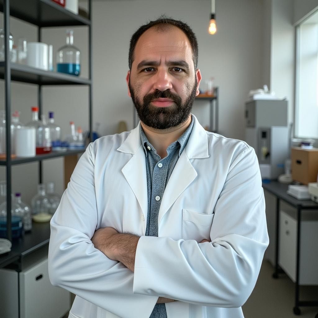 Evan Kotronis, IB Physics examiner, in a laboratory