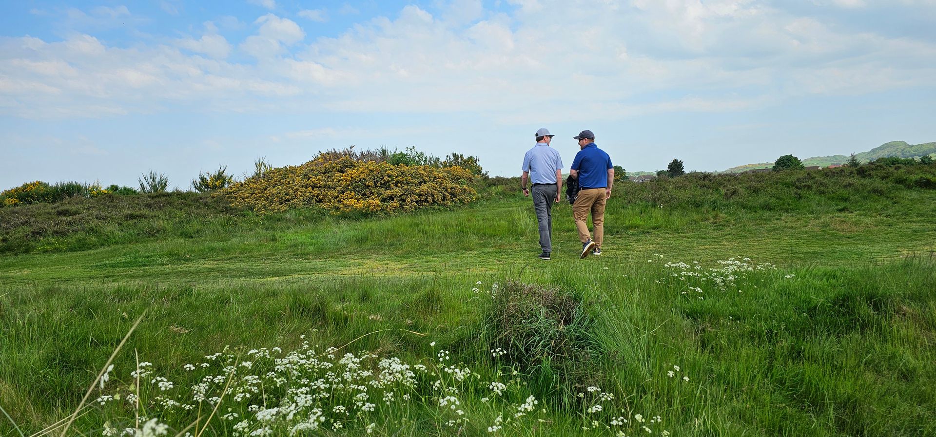 Image of Jeff Danner and Stuart Rennie walking Troon Darley, South Ayrshire, Scotland (2024)