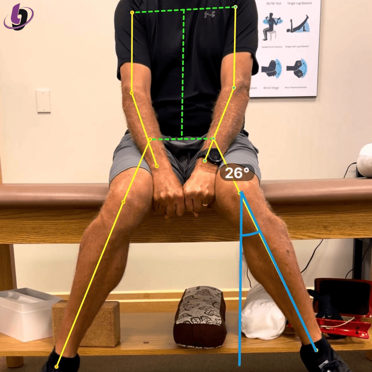 Golf physical assessment showing joint alignment and range of motion testing used to diagnose movement restrictions impacting the golf swing
