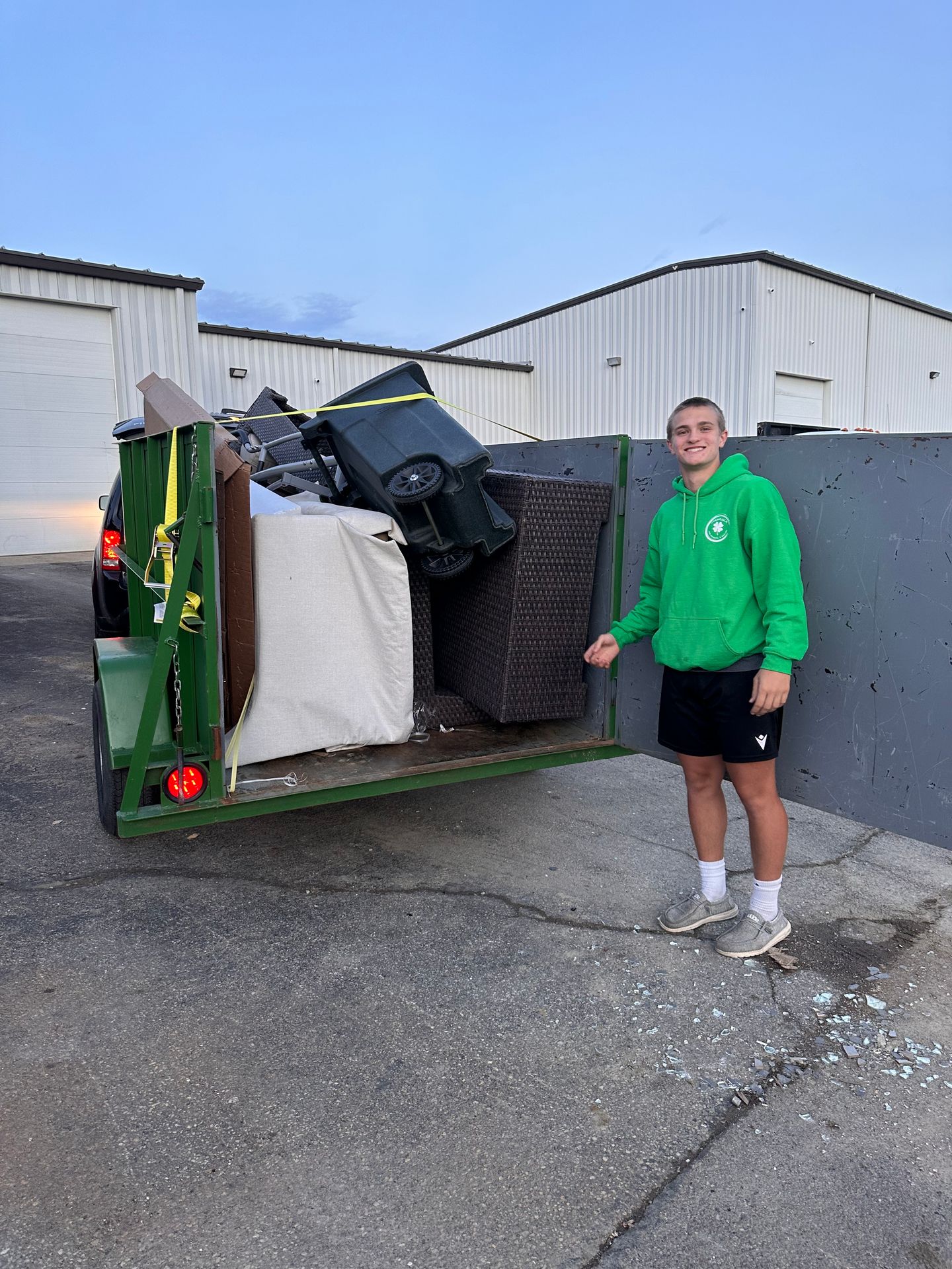 Shamrock Junk Removal trailer in Dublin Ohio