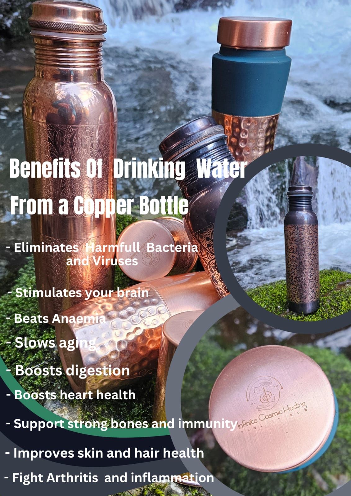 Traditional Indian Copper Mineral Water Bottle