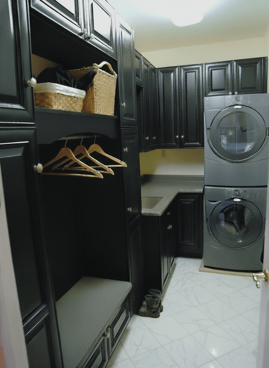 laundry room, mud room, black cabinets laundry room, mud room, black cabinets