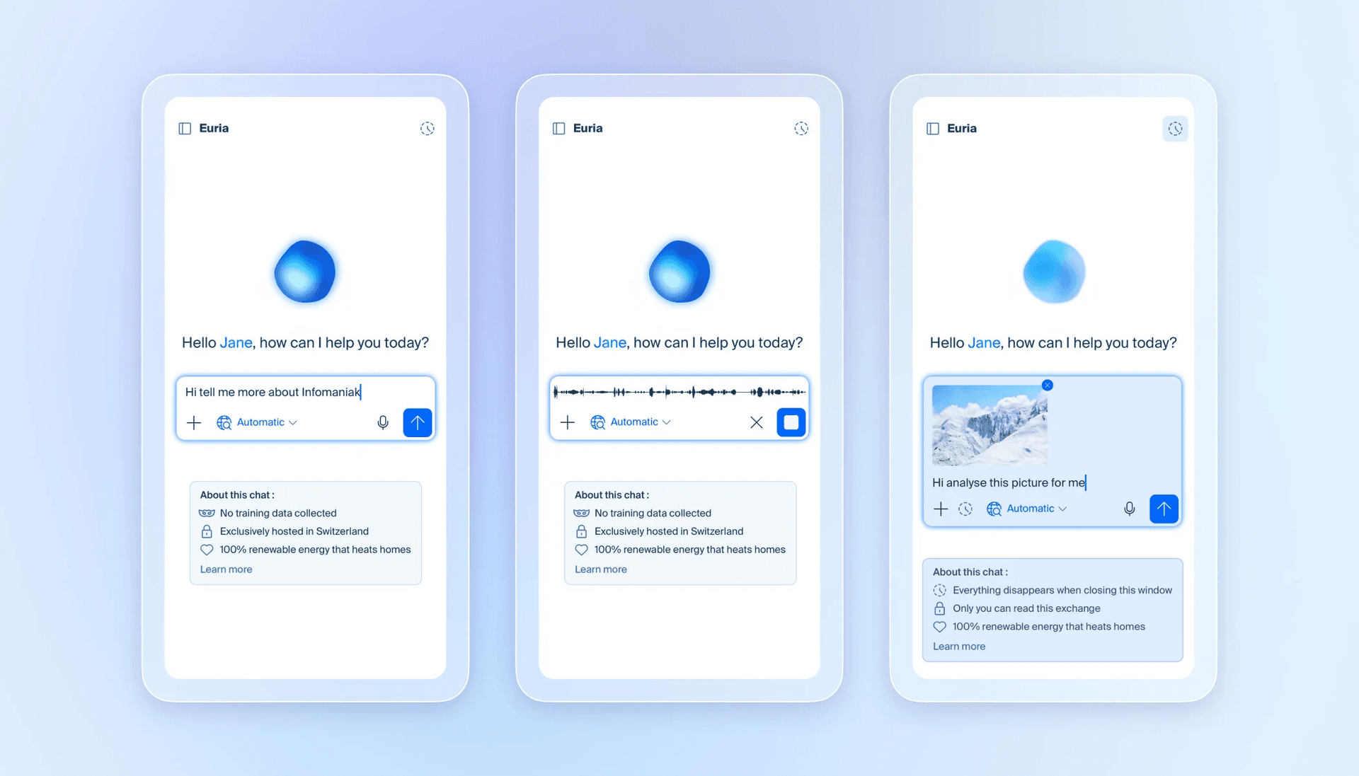 interface de Euria interface de Euria