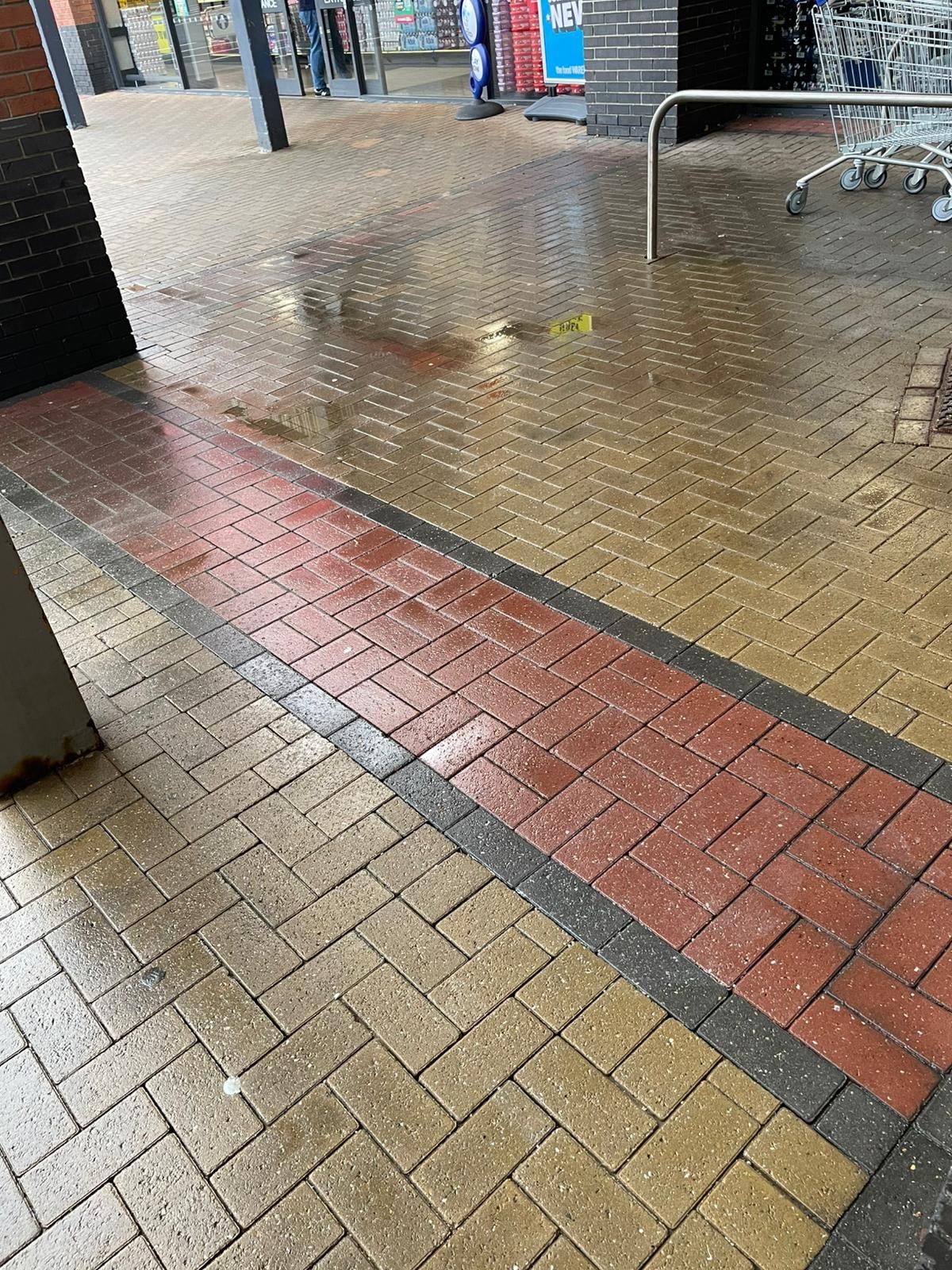 Picture of block paving which has been cleaned to remove a paint spillage in Leeds, LS11