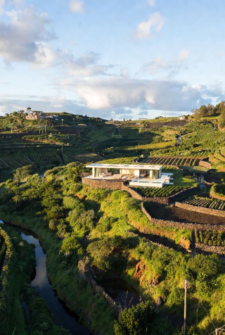 View of luxury circadian villa facing Atlantic Ocean in Ponta do Pargo Madeira