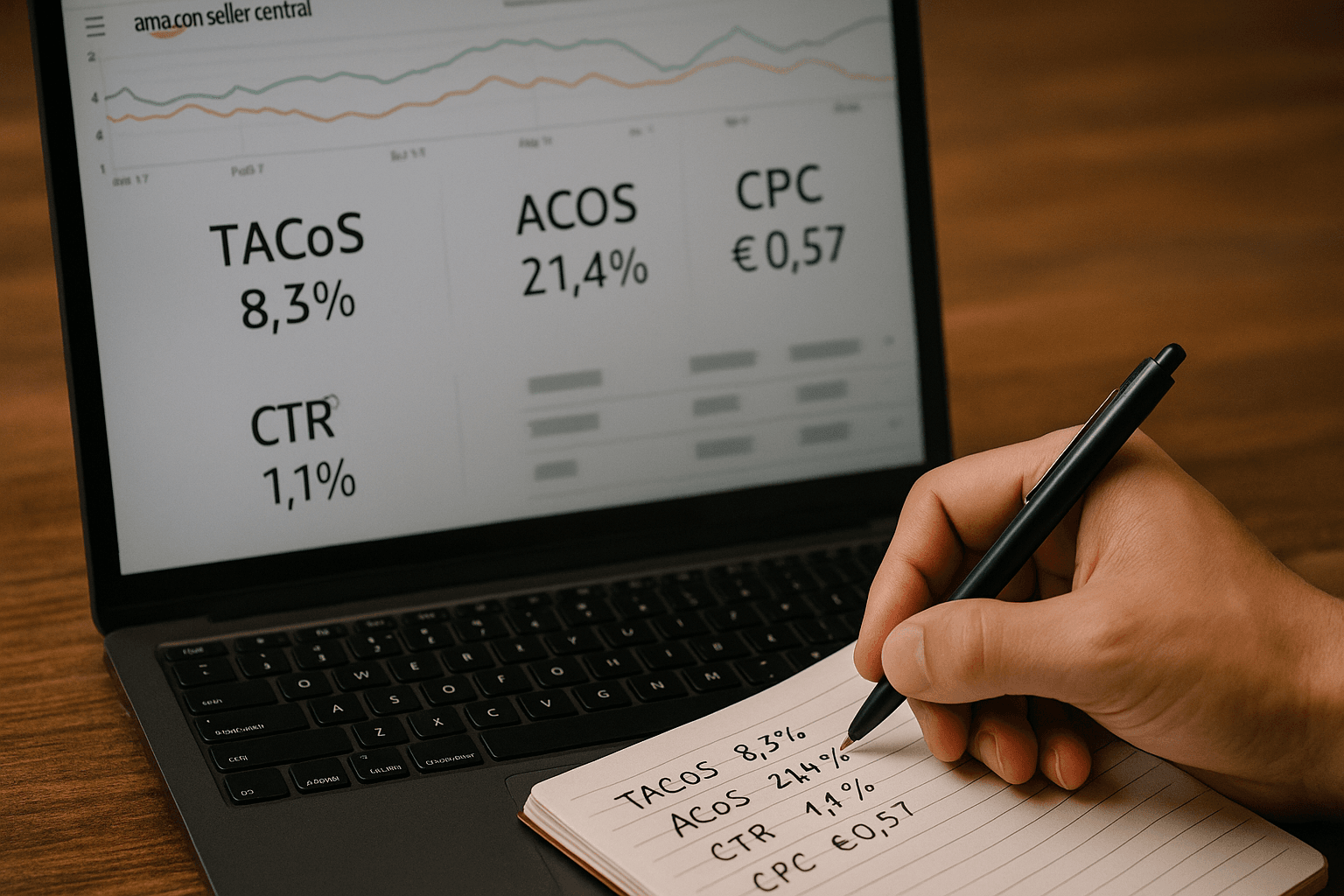 Dashboard Amazon Seller Central cu valori TACoS si ACoS – analiza profit si performanta campanii PPC 2025 Dashboard Amazon Seller Central cu valori TACoS si ACoS – analiza profit si performanta campanii PPC 2025