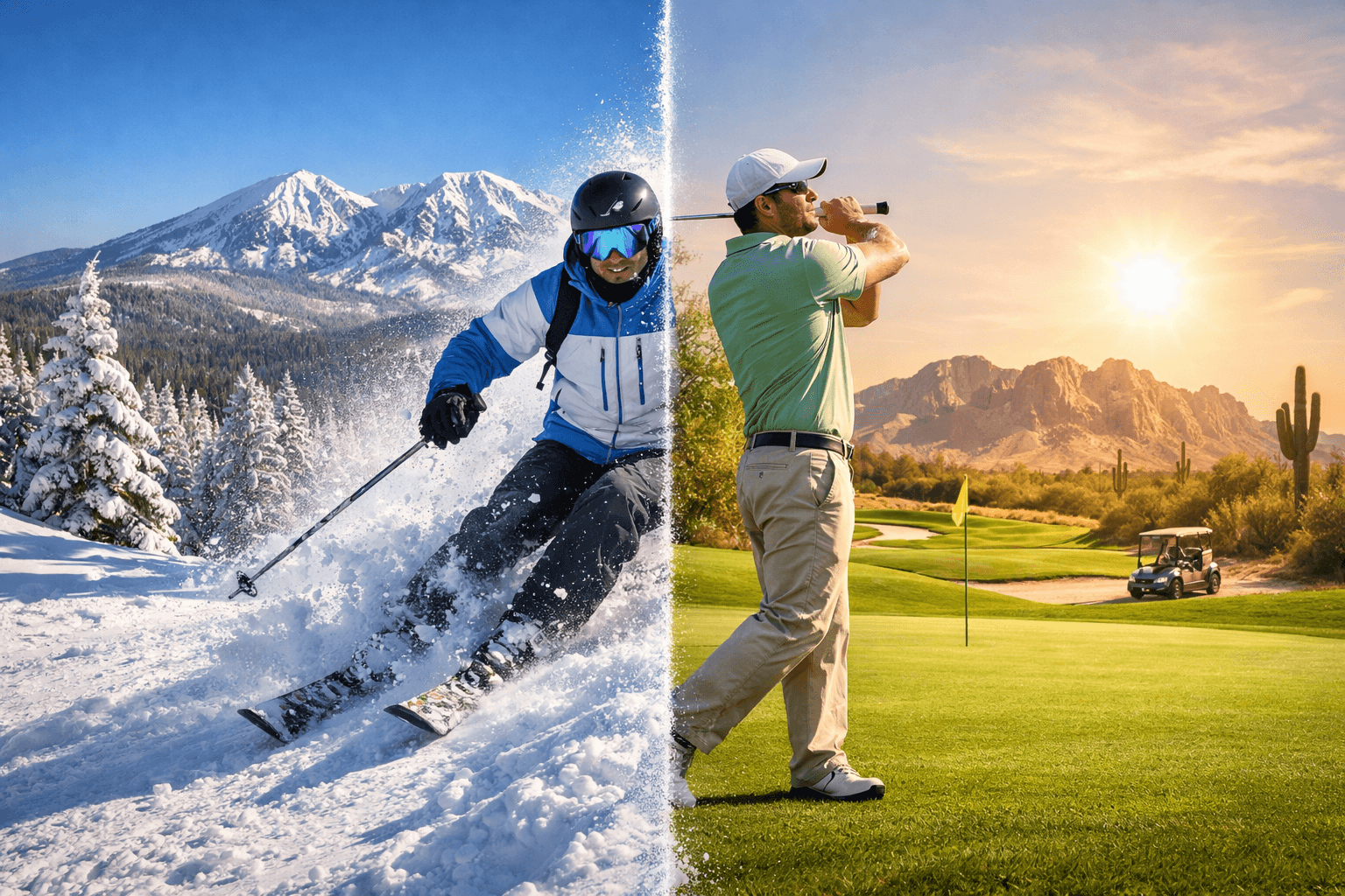 Wintertime in Arizona: Ski in the morning, then golf in the afternoon on the same day! Happy pest-free Holidays from Train Station Pest Elimination! 