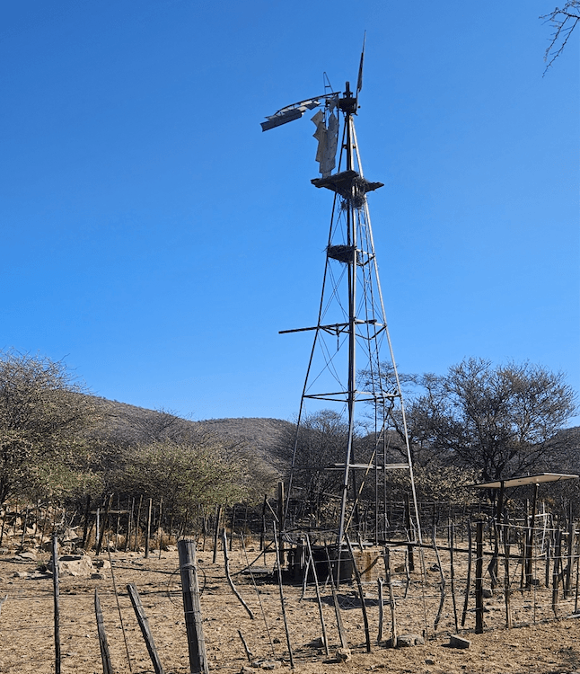 Old Windmill on Borehole with solar pump