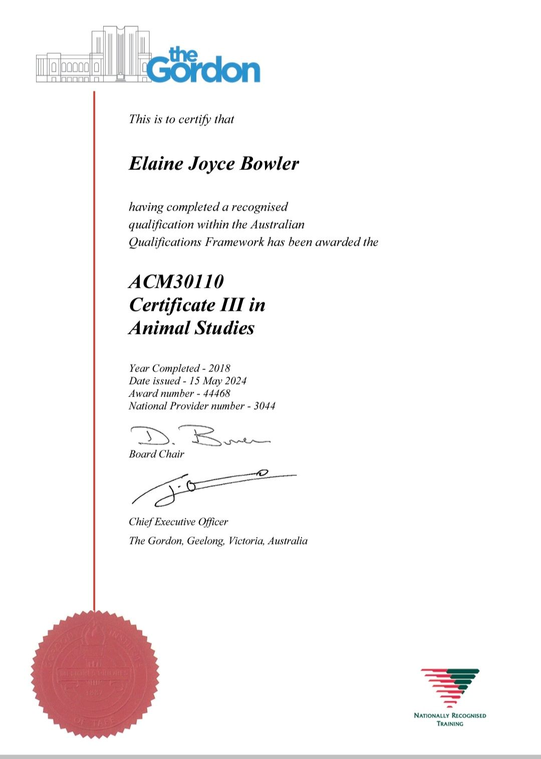 TAFE Cert III Animal Studies