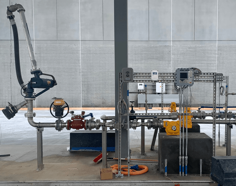 high flow side tanker loader with meters piping and sumps