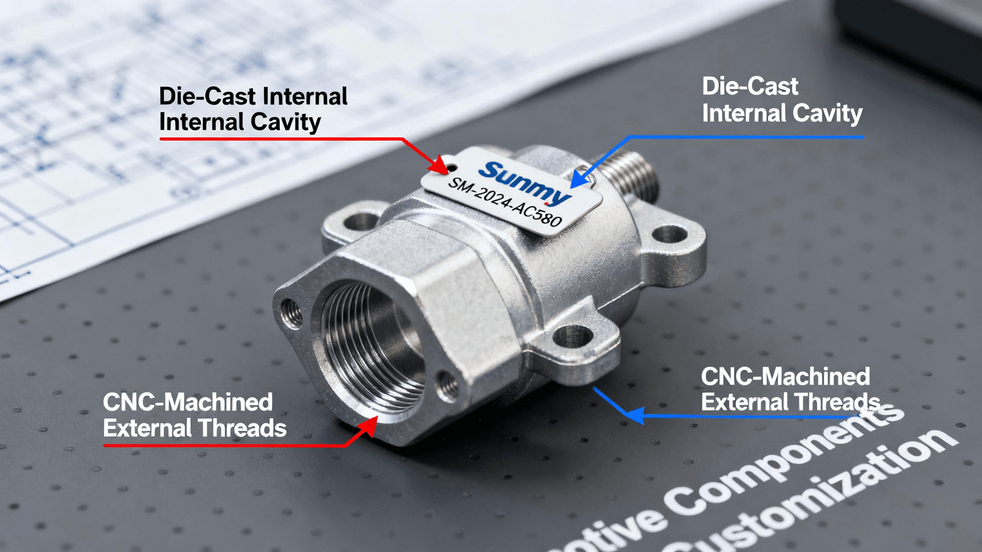  Automotive sensor housing mixed process finished drawing 