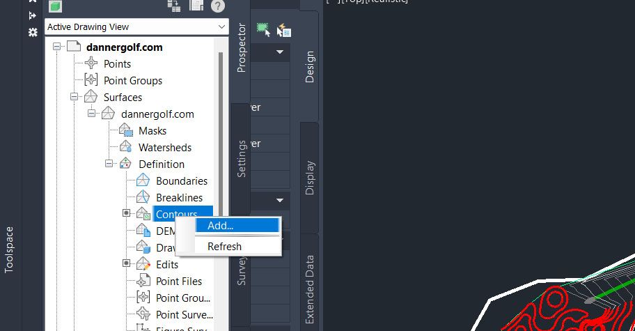 AutoCad Civil 3D screenshot showing 