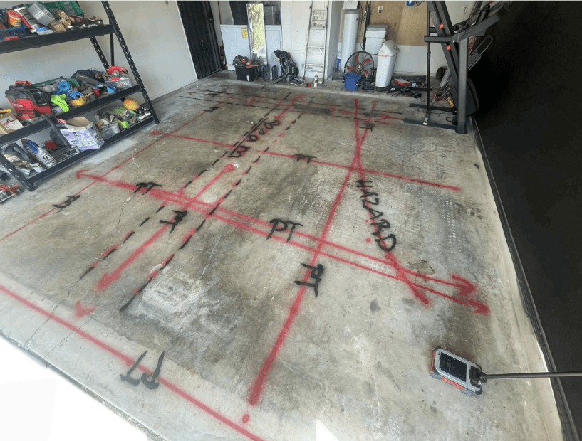 GPR concrete scan grid marked on a commercial slab before coring GPR concrete scan grid marked on a commercial slab before coring