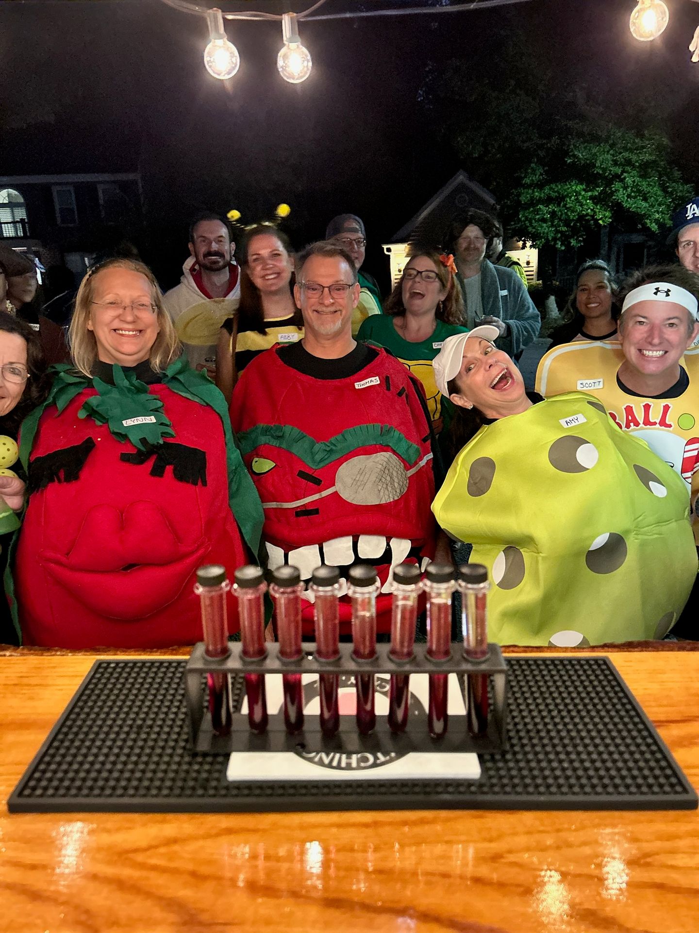 The Hitching Post mobile bar at a neighborhood Halloween event, Cary NC