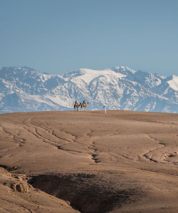 The beauty of the Atlas mountains view from agafay desert near Marrakech The beauty of the Atlas mountains view from agafay desert near Marrakech