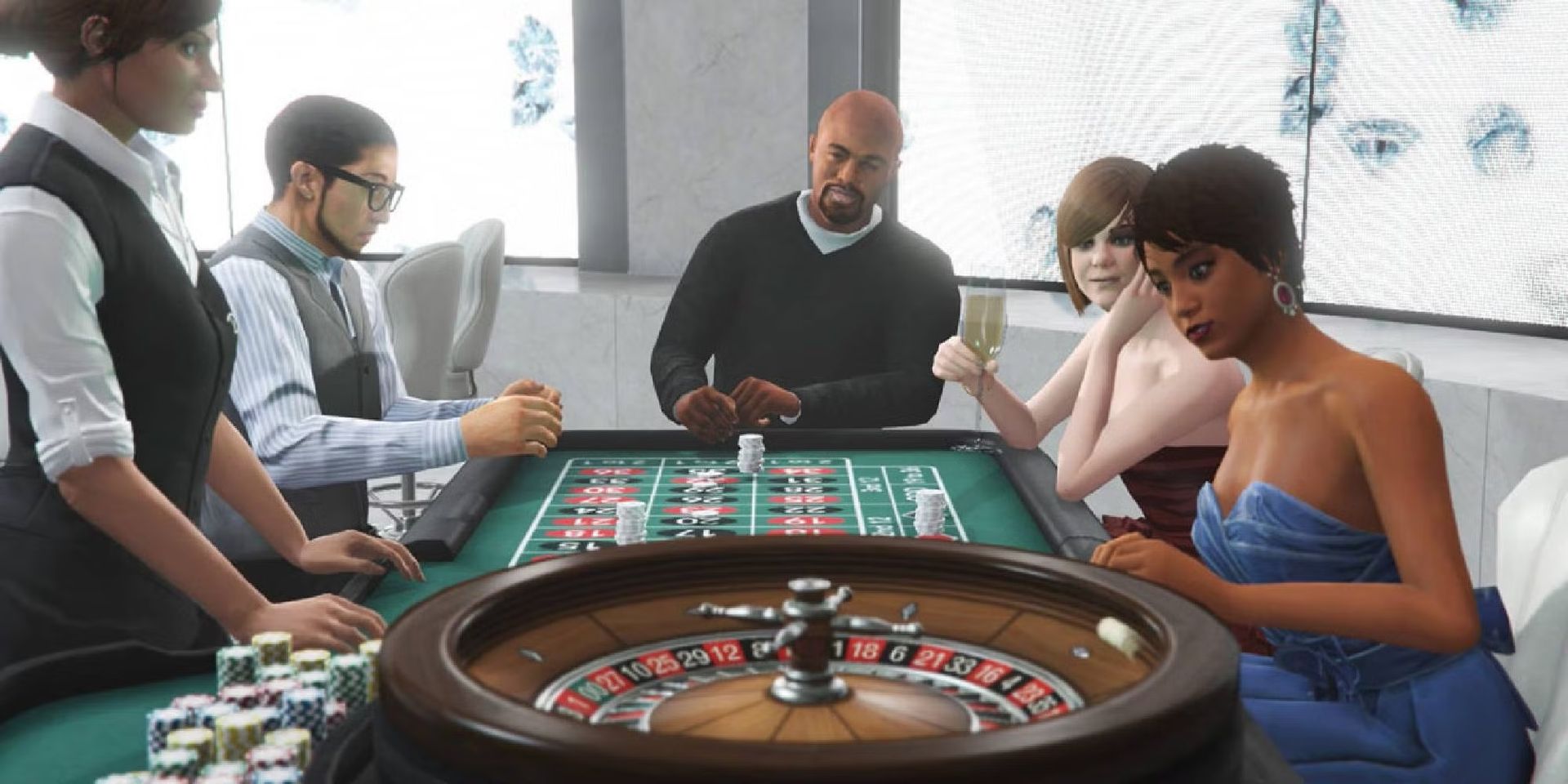 Table de roulette avec plusieurs personnages dans GTA 6 Table de roulette avec plusieurs personnages dans GTA 6