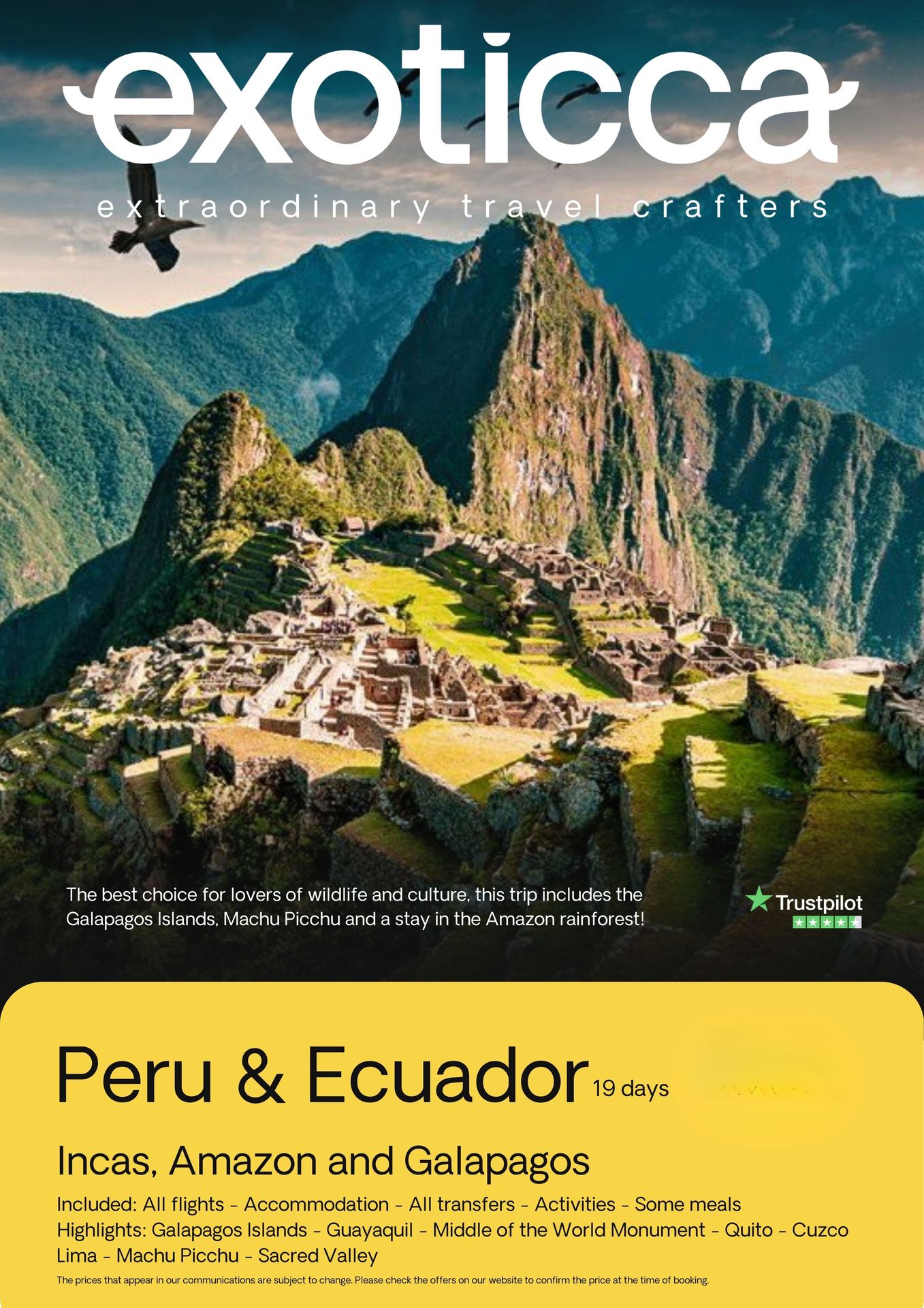 A travel flyer for an Exoticca 