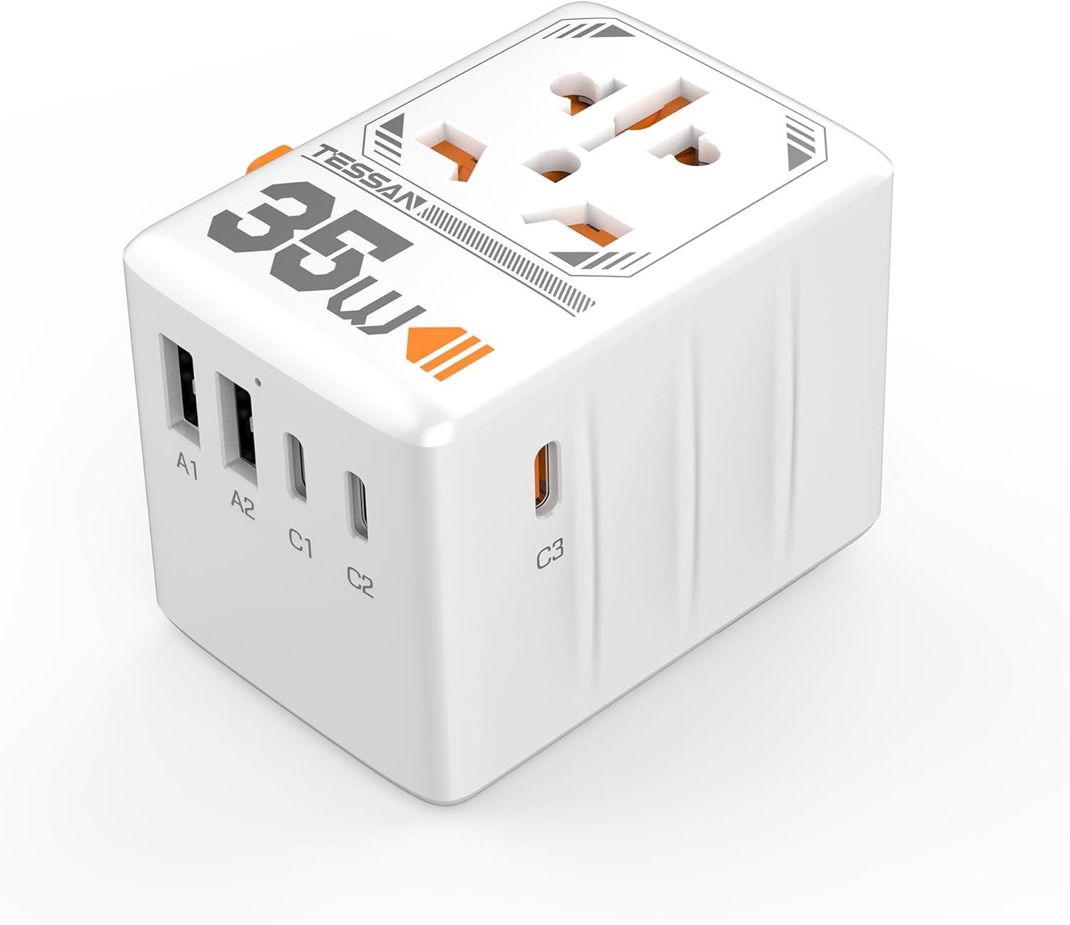 Travel adapter with plug & USB ports