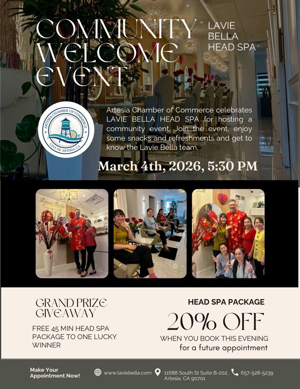 Chamber of Commerce and Lavie Bella Head Spa local community event