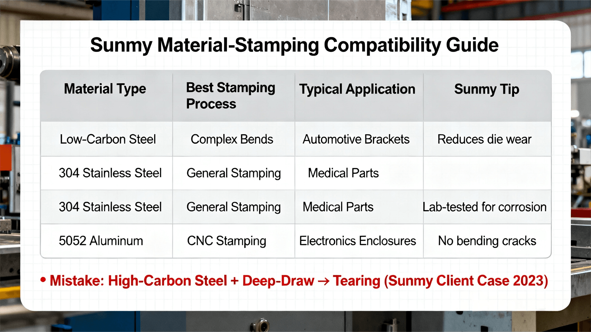 Material-Stamping Match Guide