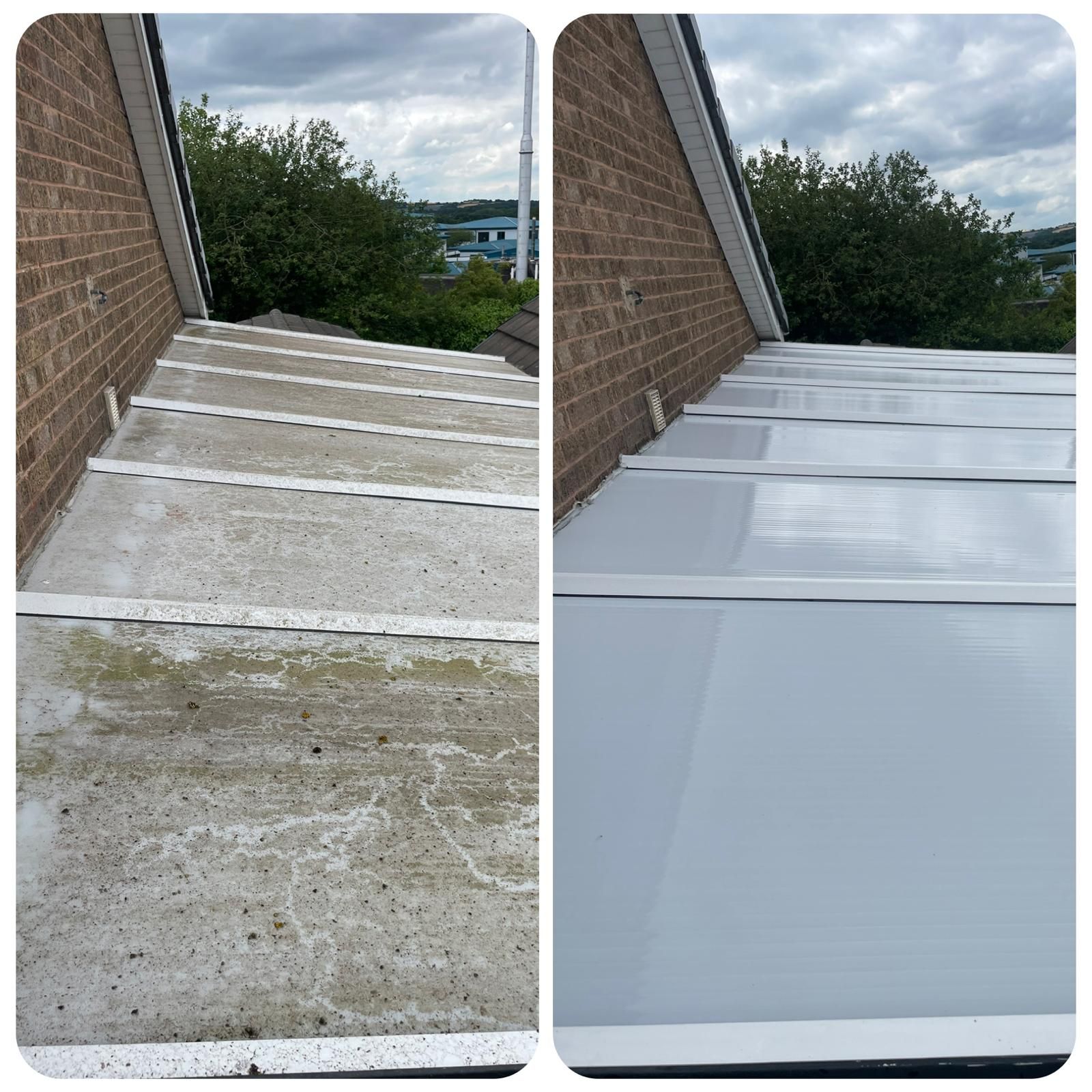 Polycarbonate Canopy before and after cleaning Polycarbonate Canopy before and after cleaning