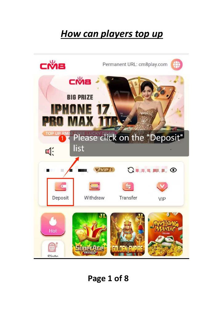 How to deposit on cm8play