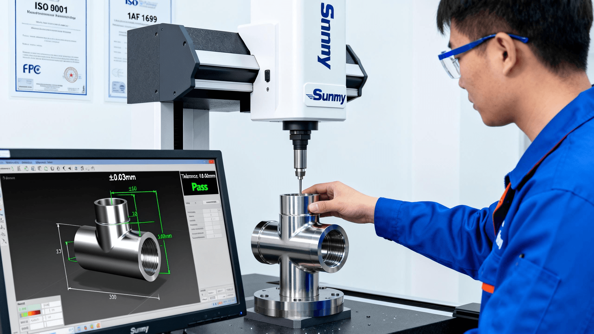 Quality Inspection: CMM Testing a CNC Prototype