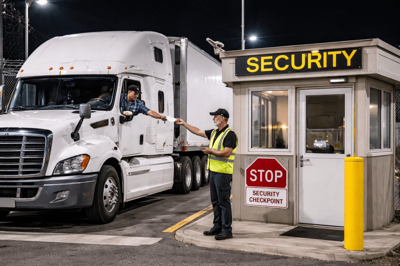 A green tractor with a wooden trailer attached.