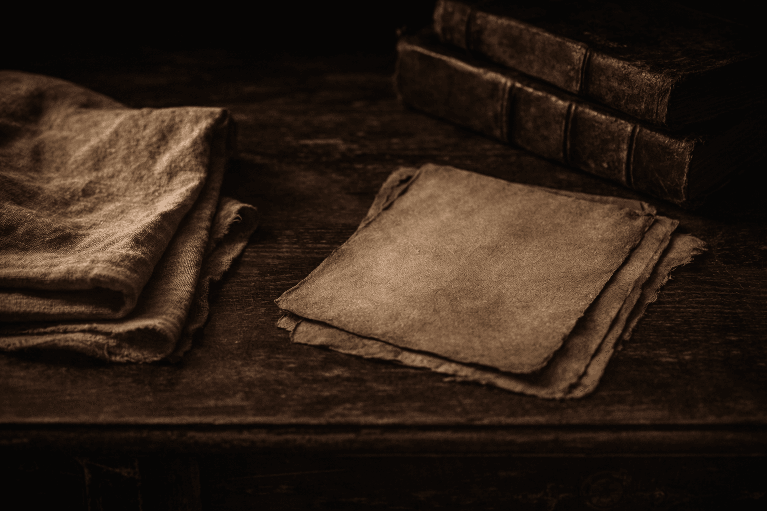 aged paper, linen fabric, and dark wood textures in a moody gothic interior aged paper, linen fabric, and dark wood textures in a moody gothic interior