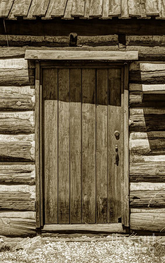 Cabin-style wooden chapel door