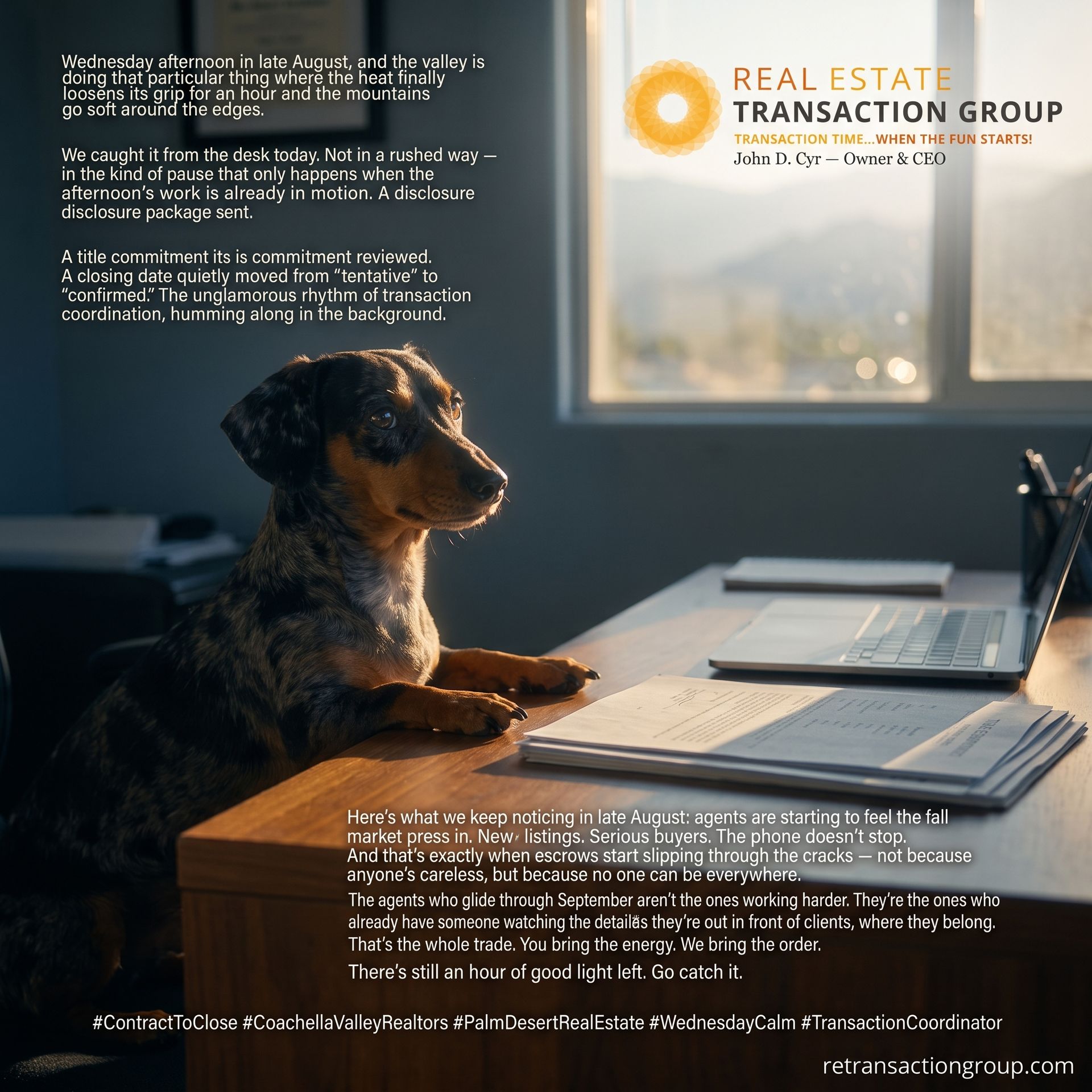 A Pause in the Desert: Order and Energy in the Fall Real Estate Rush.