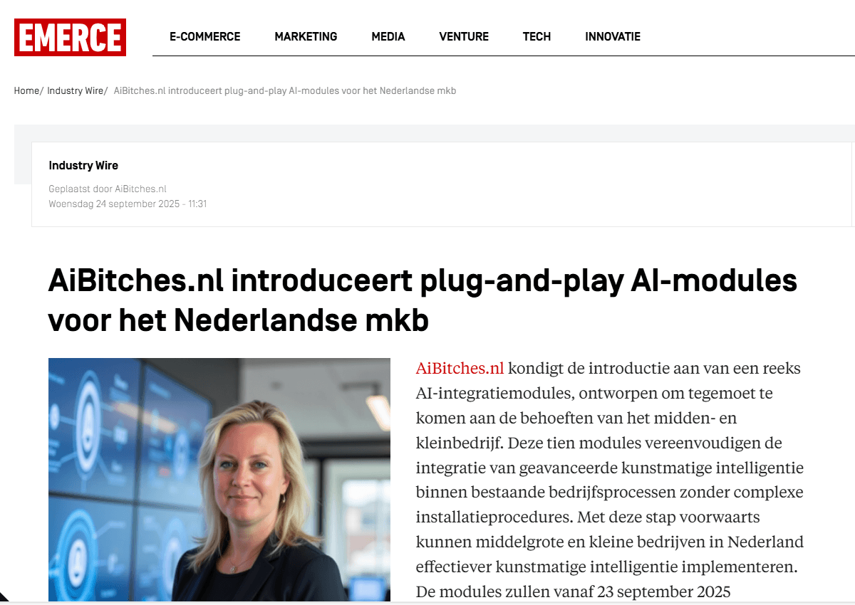 AiBitches.nl introduceert plug-and-play AI-modules voor het Nederlandse mkb