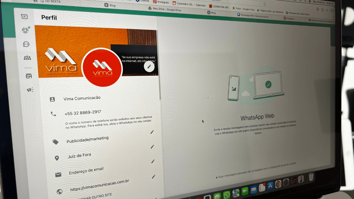 Tela Do Perfil Da Empresa No WhatsApp Web