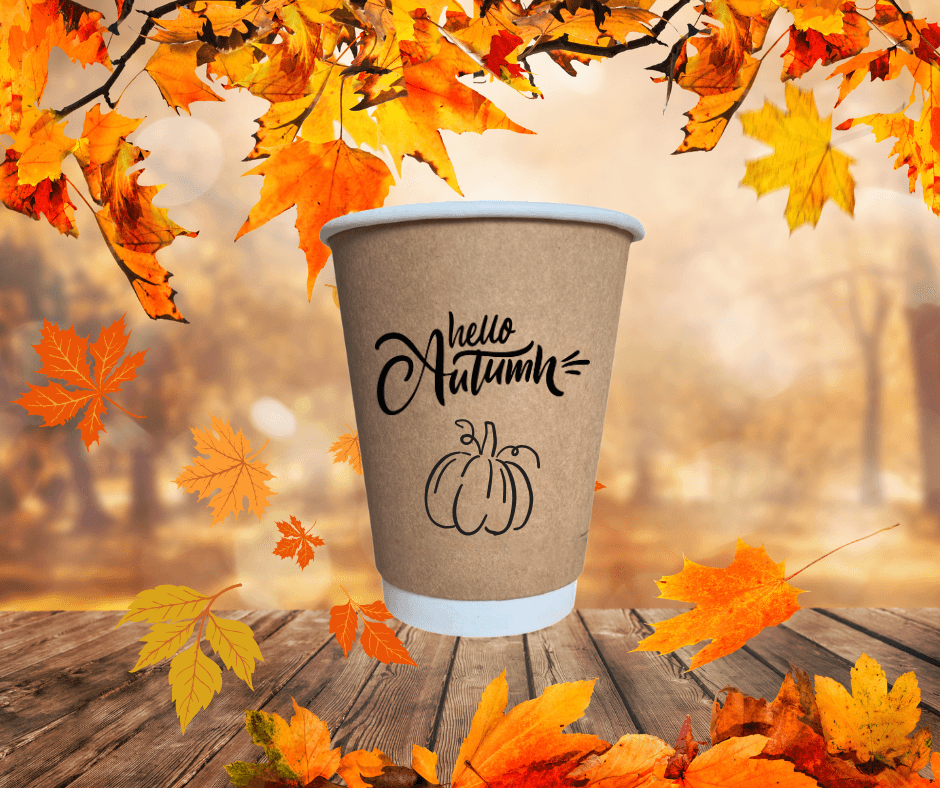 Private label seasonal compostable cups with custom holiday design – eco-friendly, PLA-coated paper cups for sustainable foodservice packaging.