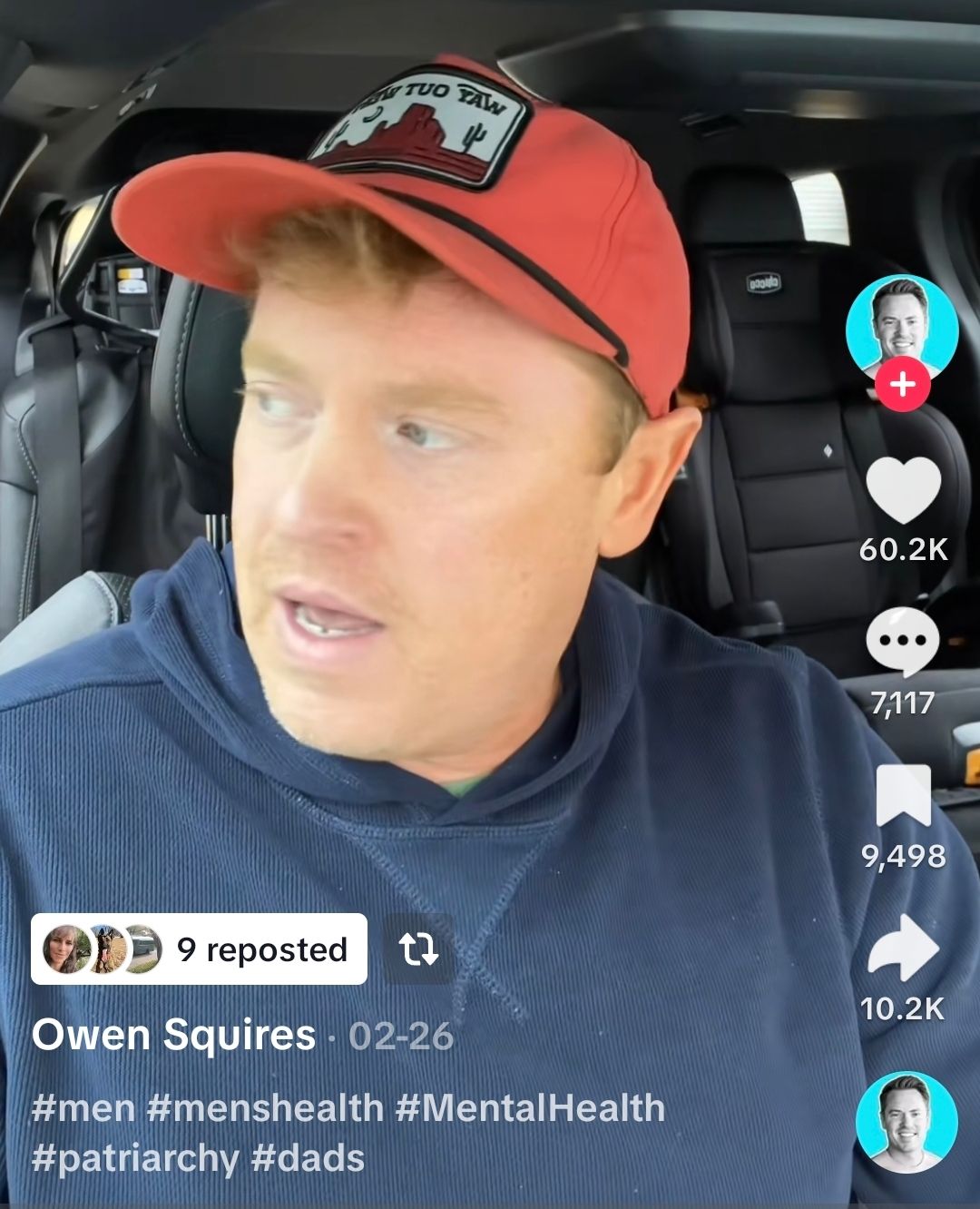 Screenshot of a TikTok Video by Owen Squires discussing toxic masculinity