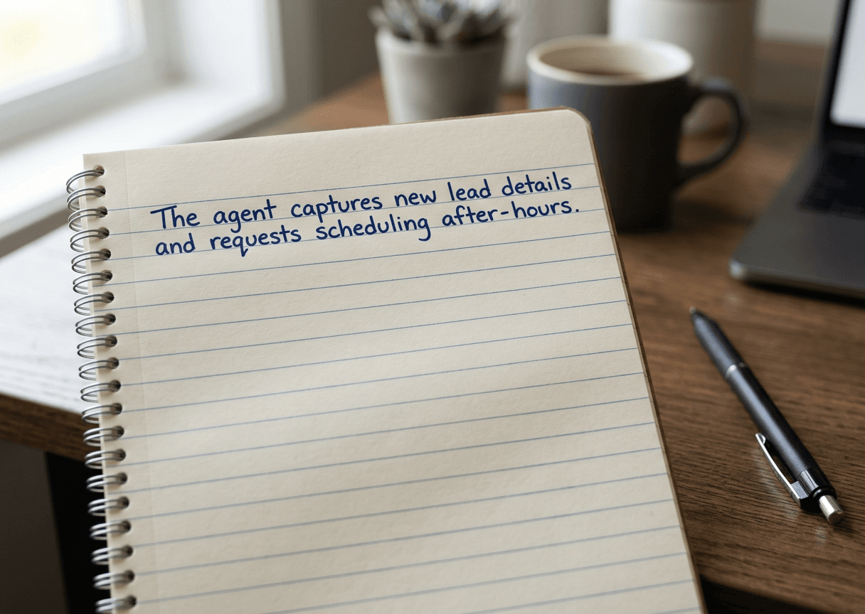 Notepad showing a single sentence describing the voice agent’s job. Notepad showing a single sentence describing the voice agent’s job.