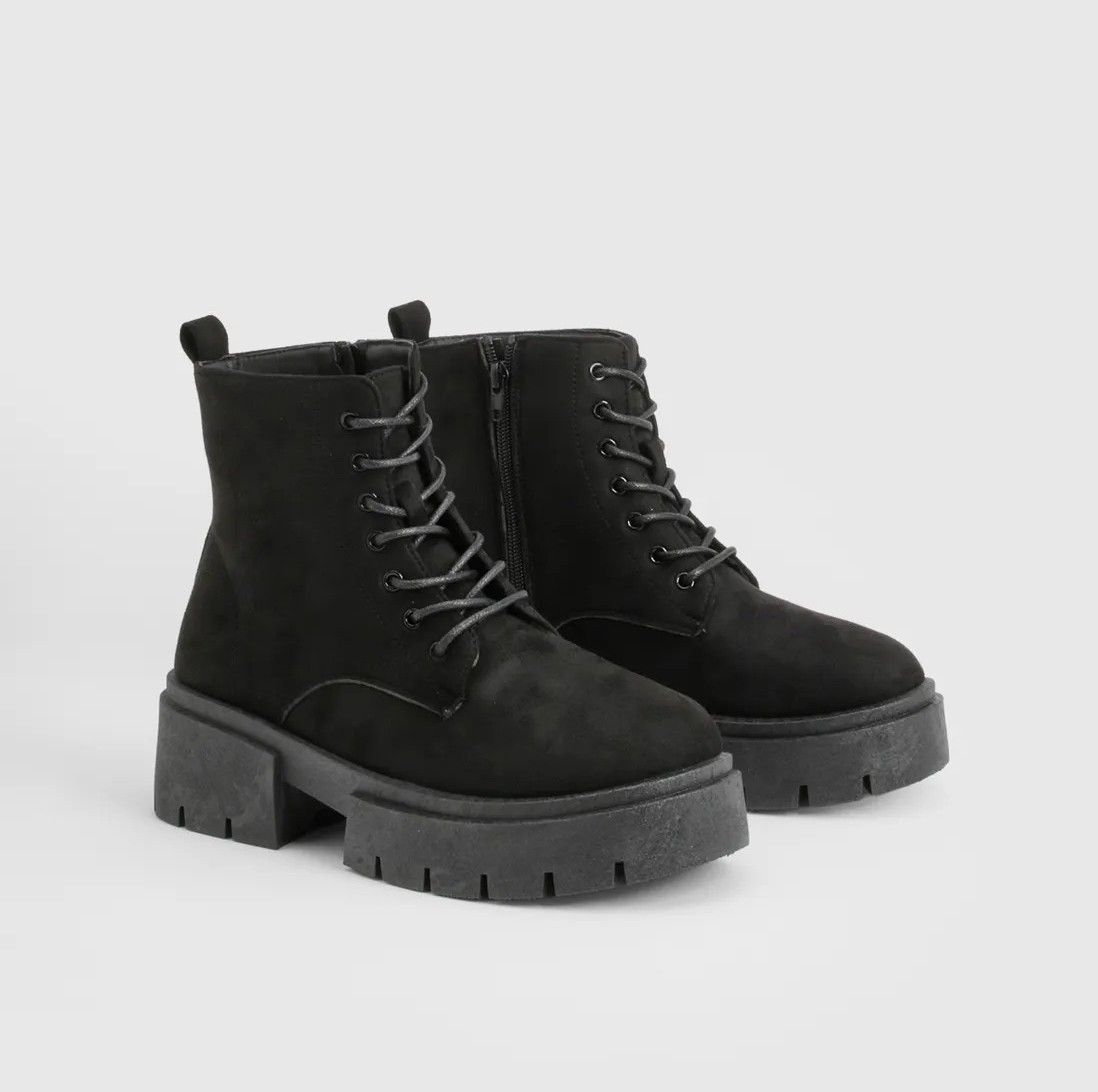 Bottines de motard à plateforme en faux suédé