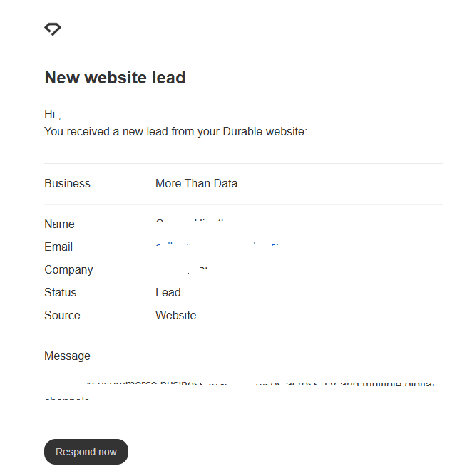 Here is an example of the numerous leads generated since January, with all client names, email addresses, and company information removed to ensure privacy. The volume of inquiries underscores the increasing interest in More Than Data and its Minute MMM platform for efficient, cost-effective marketing mix modelling and media measurement solutions