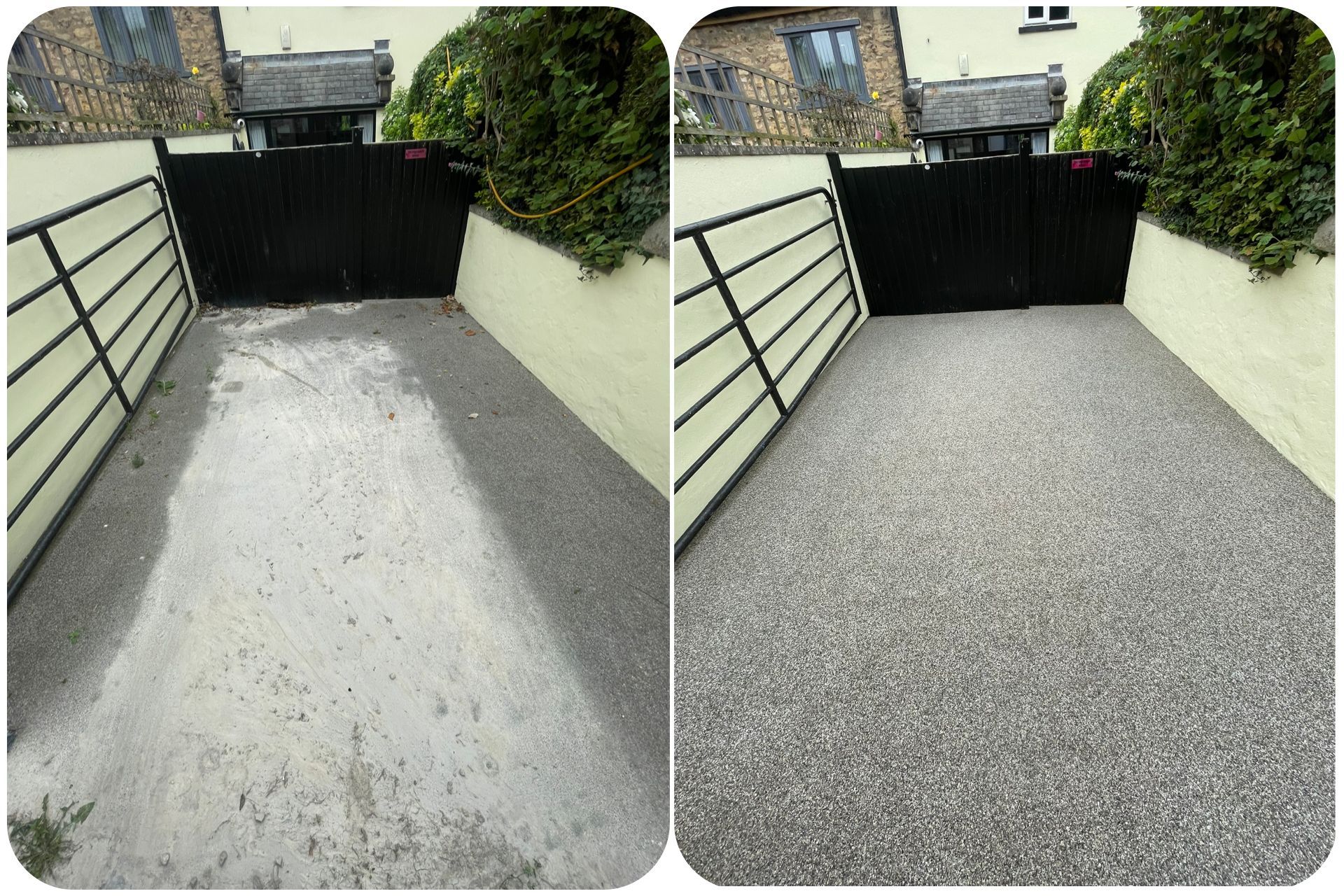 Before and after shot of Resin Bound Driveway Cleaning Before and after shot of Resin Bound Driveway Cleaning