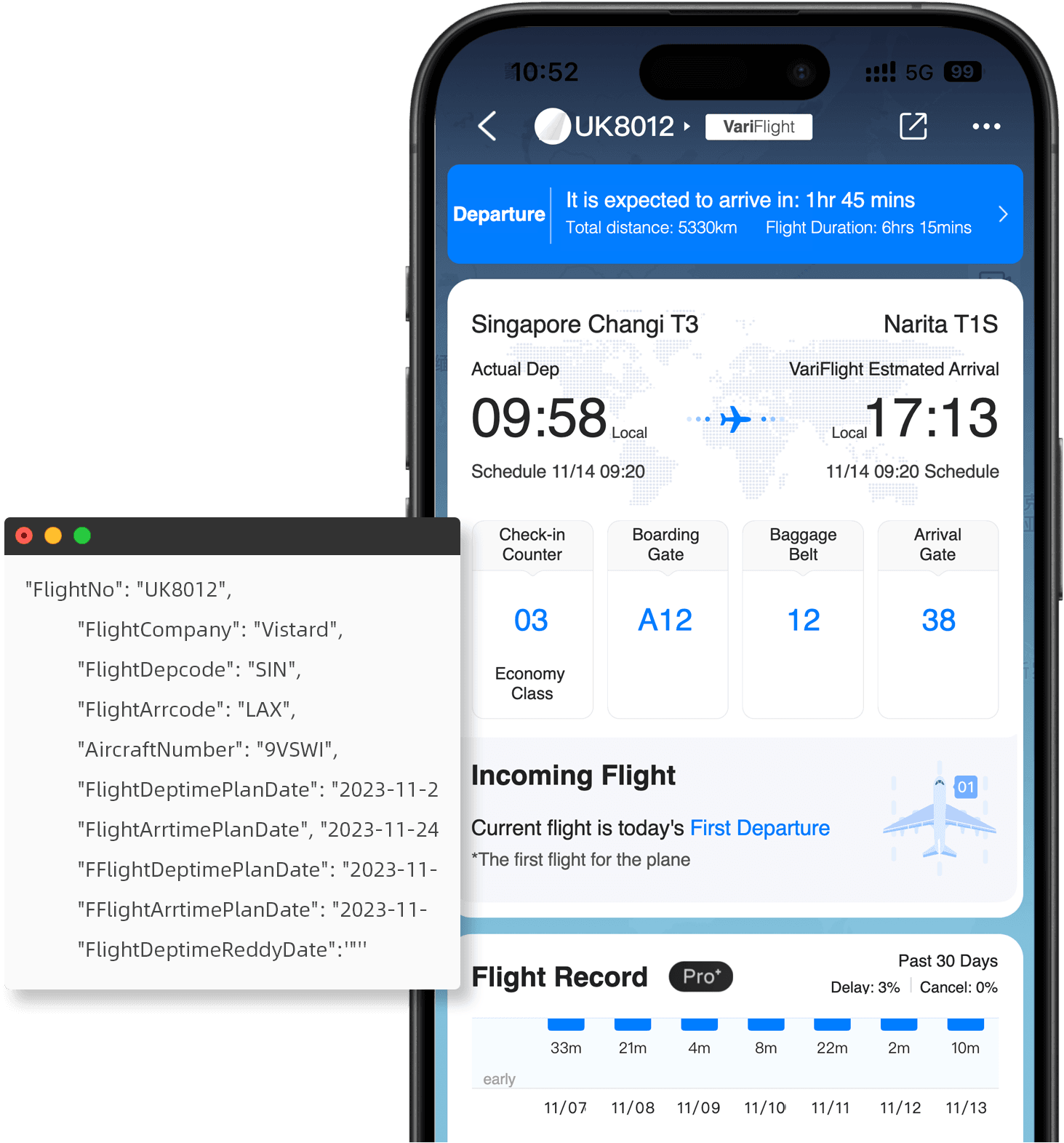 VariFlight Flight data demo in APP VariFlight Flight data demo in APP